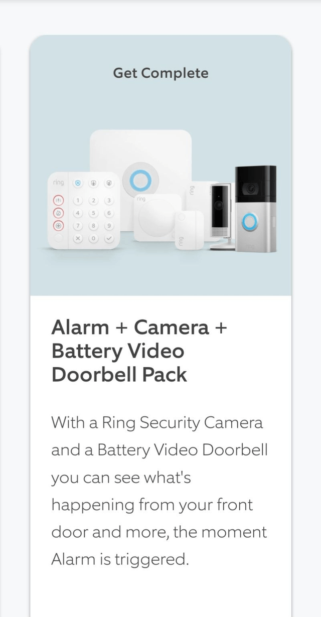 Ring Alarm, Indoor Camera 2nd Gen + Battery Video Doorbell Pack [L] no siren