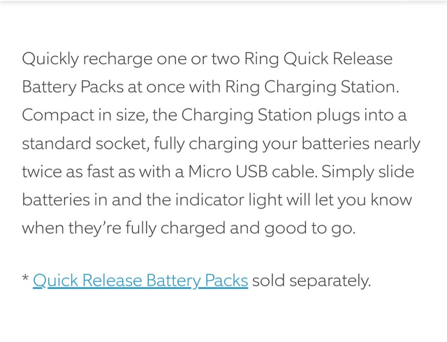 Ring Charging Station Quick Release Battery Pack