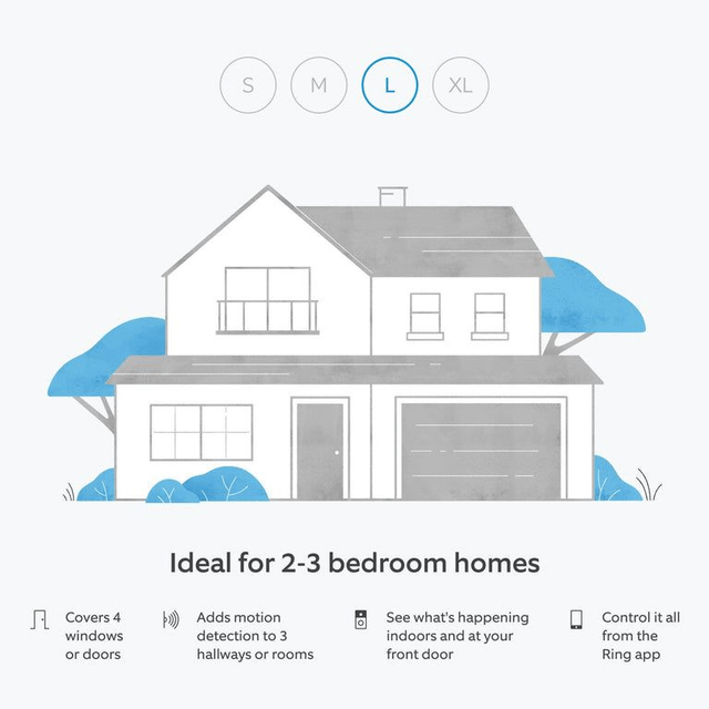 Ring Alarm, Indoor Camera 2nd Gen + Battery Video Doorbell Pack [L] no siren