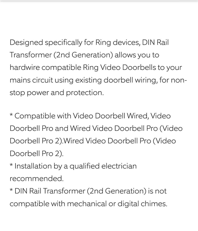 Ring DIN Rail Transformer [for Wired Video Doorbells 2nd Generation]