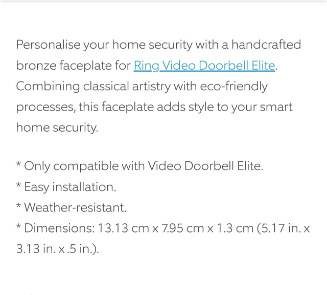 Ring Interchangeable Faceplate [for Video Doorbell Elite]