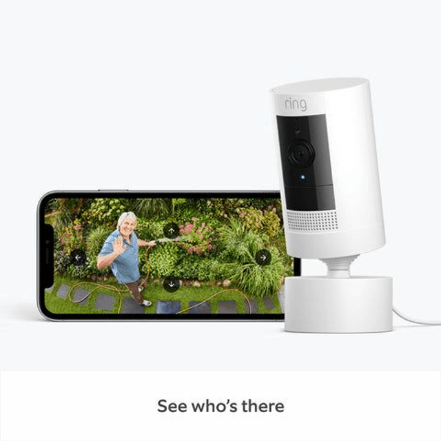 Ring Outdoor Camera Plug-in with Pan-Tilt Mount Stick Up Cam