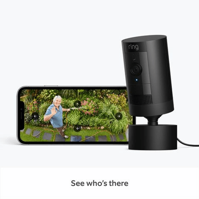 Ring Outdoor Camera Plug-in with Pan-Tilt Mount Stick Up Cam