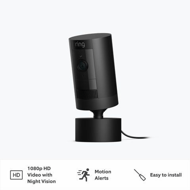 Ring Outdoor Camera Plug-in with Pan-Tilt Mount Stick Up Cam