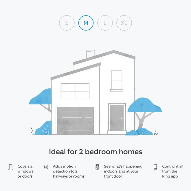 Ring Alarm, Indoor Camera 2nd Gen + Battery Video Doorbell Pack [M] no siren