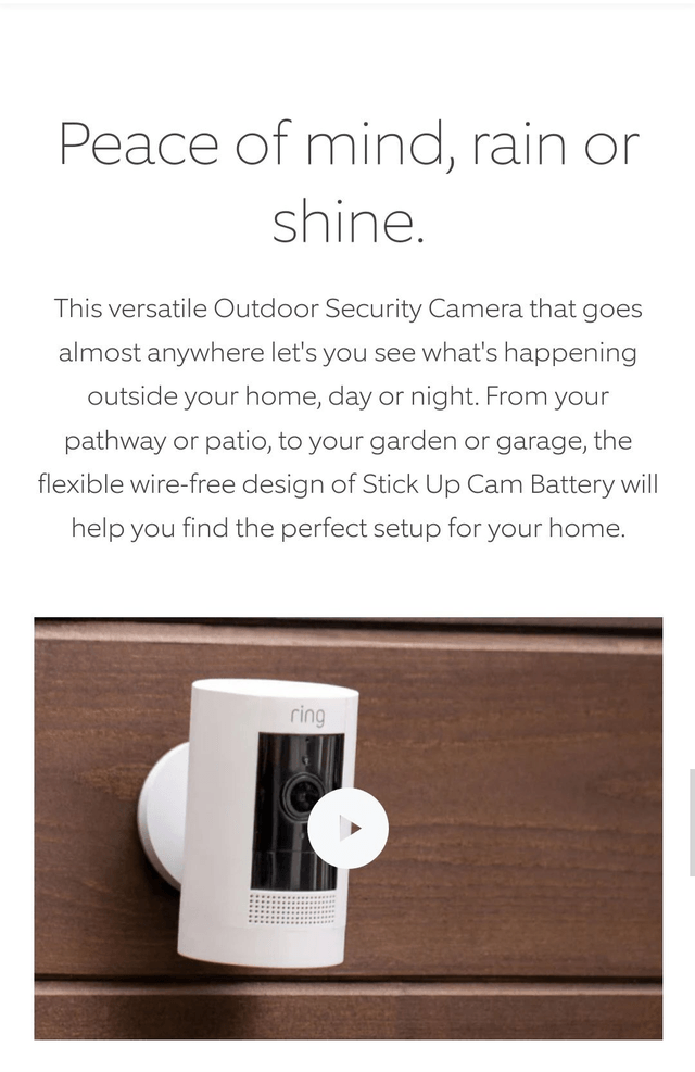 Ring Outdoor Camera / Stick Up Cam [battery]