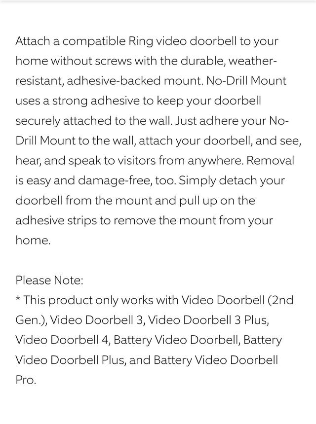 Ring No-Drill Mount [for Battery Video Doorbells]