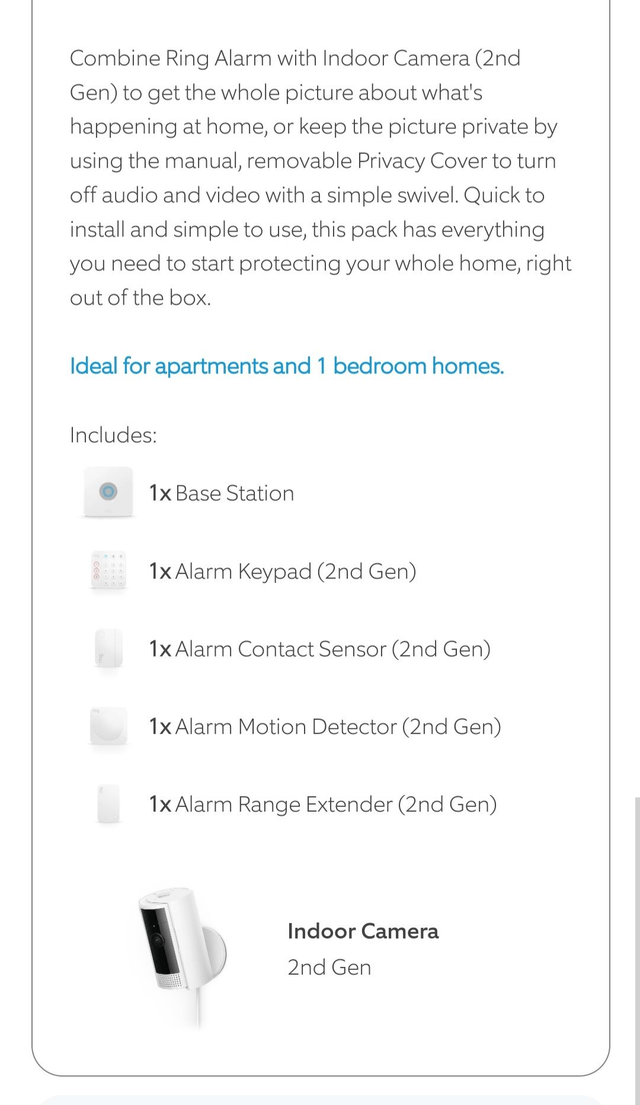 Ring Alarm + Indoor Camera 2nd Gen Pack [S] no siren